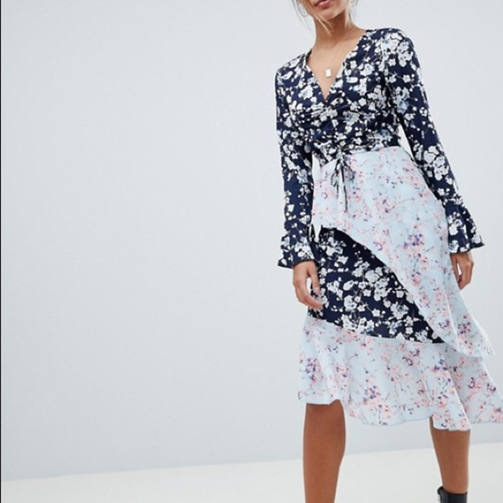 NEW Missguided asymmetric floral dress